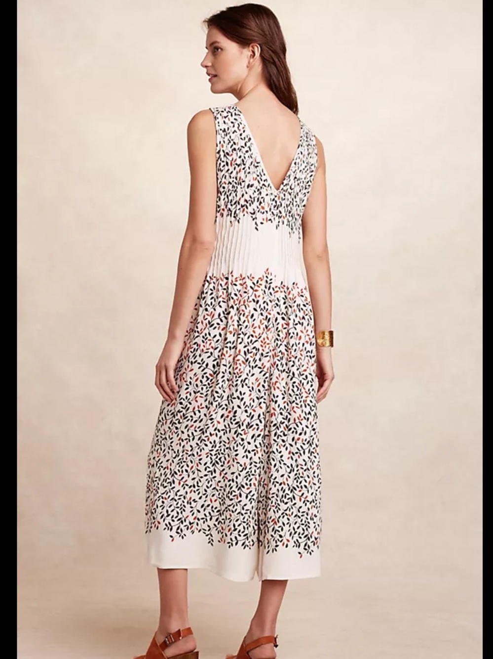 Elevenses Anthropologie Arboreta Viscose Wide Leg Floral Pintuck Jumpsuit Boho